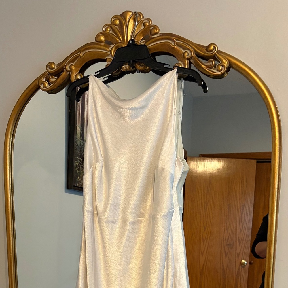 Crinkle Satin White Dress